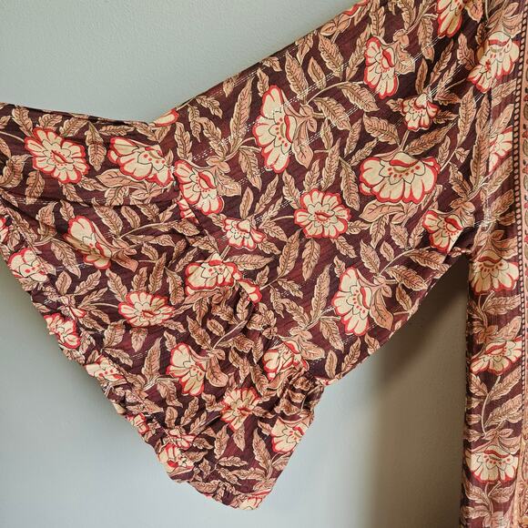 Soft‎ Surroundings Kimono Womens S Metallic Floral Boho Duster Cardigan - Picture 2 of 12